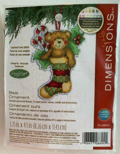 BEAR ORNAMENT, Counted Cross Stitch Kit, 14 count plastic canvas, size 3,25" x 4,5", DIMENSIONS (70-08894) - Leo Hobby