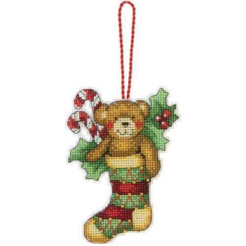 BEAR ORNAMENT, Counted Cross Stitch Kit, 14 count plastic canvas, size 3,25" x 4,5", DIMENSIONS (70-08894)