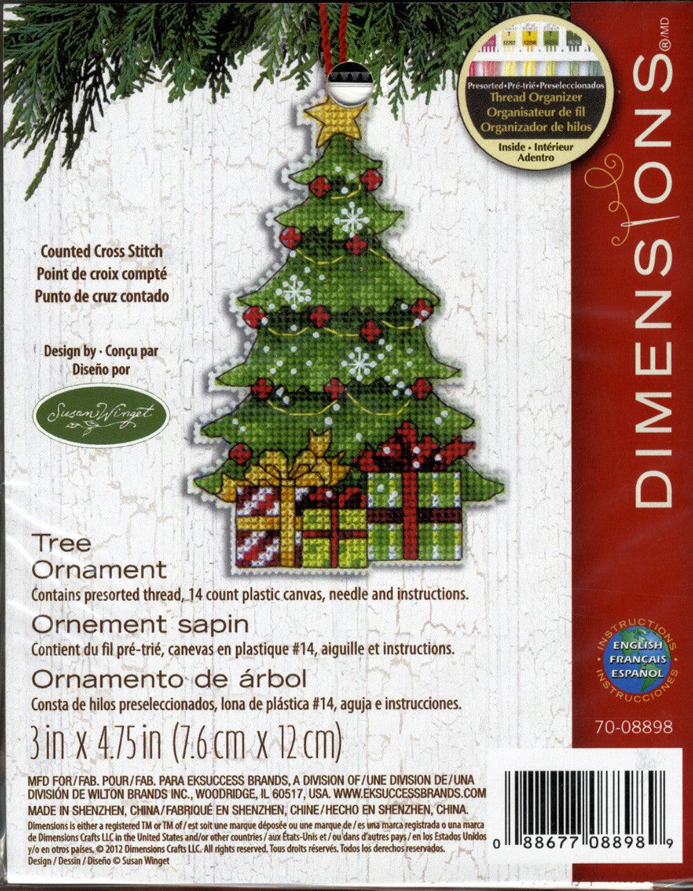 TREE ORNAMENT, Counted Cross Stitch Kit, 14 count plastic canvas, size 3" x 4,75", DIMENSION (70-08898) - Leo Hobby