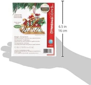 SLEIGH ORMANENT, Counted Cross Stitch Kit, 14 count plastic canvas, size 4,25" x 3,25", DIMENSIONS (70-08914) - Leo Hobby