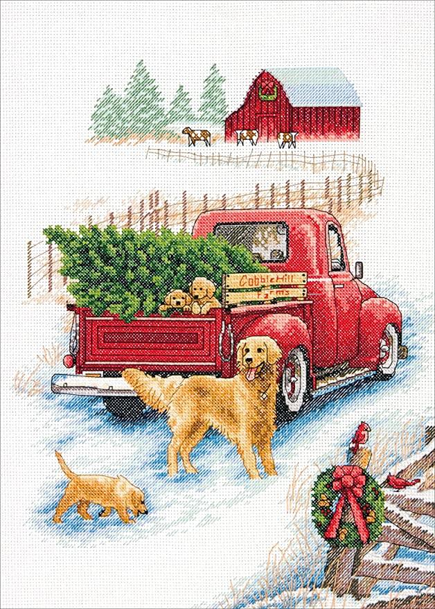 WINTER RIDE, Counted Cross Stitch Kit, 14 count white Aida, DIMENSIONS (70-08971)