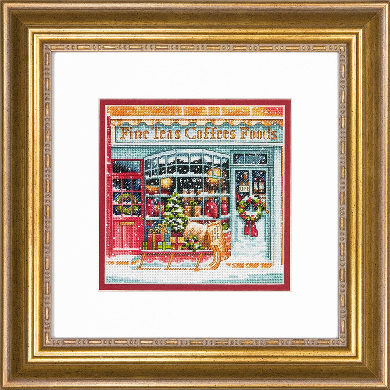 COFFEE SHOPPE, Counted Cross Stitch Kit, 18 count white Aida, DIMENSIONS Gold Petite Collection (70-08973)