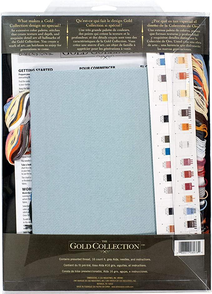WINTER CABIN, Counted Cross Stitch Kit, 16 count grey Aida, DIMENSIONS, Gold Collection (70-08976)