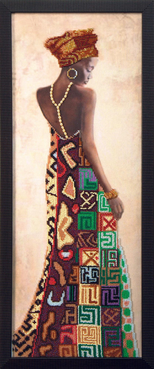 Beadwork kit B-703 "African Princess", Bead Embroidery, Needlepoint, Handcraft kit, DIY Beaded Painting 3D, Tapestry Beaded Cross Stitch kit, Beadwork
