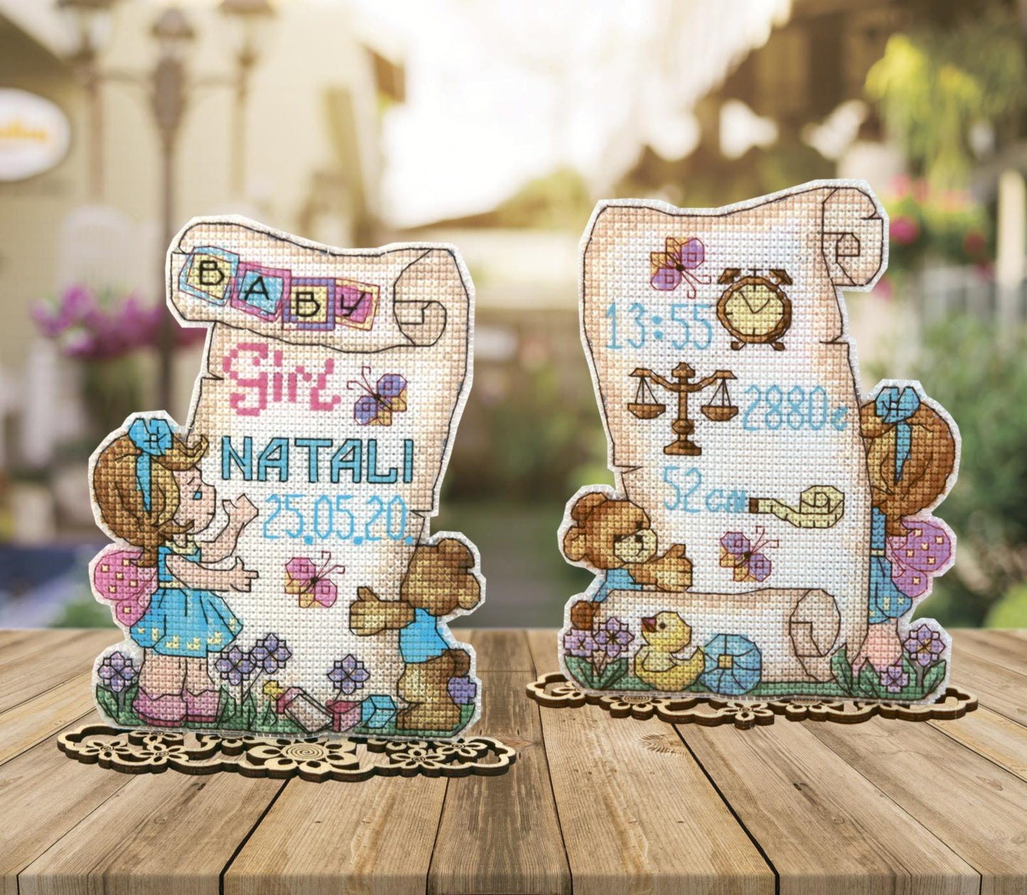BABYGIRL gift "Joyful events", Counted Cross Stitch Kit, 14 count plastic canvas, size 12 x 13,5 cm, CRYSTAL ART (T-71)