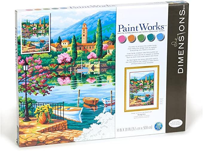 VILLAGE LAKE AFTERNOON, Paint by Number Kit, DIMENSIONS PAINTWORKS (73-91661) - Leo Hobby