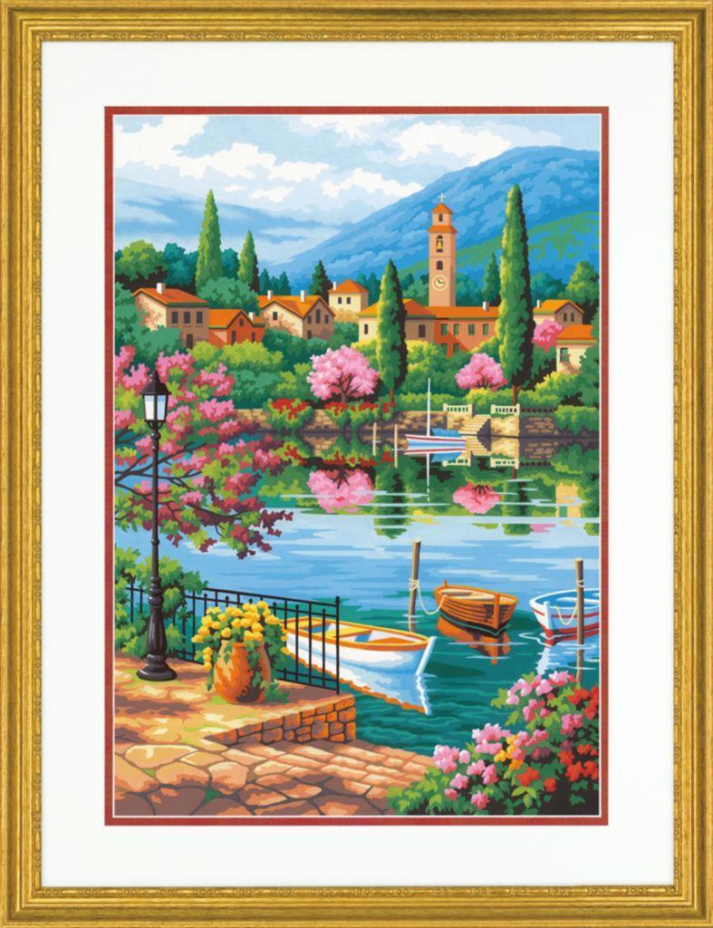 VILLAGE LAKE AFTERNOON, Paint by Number Kit, DIMENSIONS PAINTWORKS (73-91661)