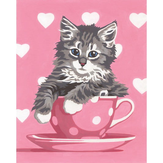 KITTEN TEA CUP, Paint by Number Kit, DIMENSIONS PAINTWORKS (73-91691)