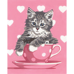 TAZA DE TÉ GATITO, Kit de pintura por números, DIMENSIONES PINTURAS (73-91691)