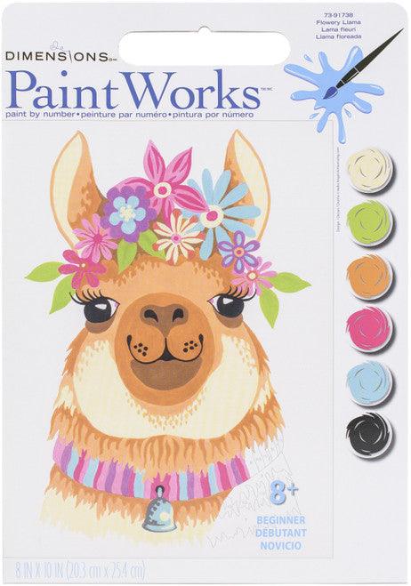 FLOWERY LLAMA, Paint by Number Kit, DIMENSIONS PAINTWORKS (73-91738) - Leo Hobby