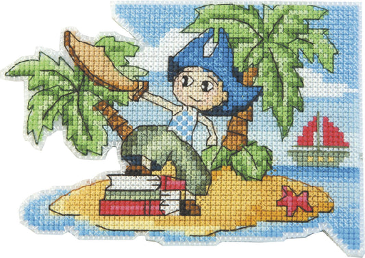 BOOKMARK "Fantasy world. Boy", Counted Cross Stitch Kit, 14 count plastic canvas, size 13 x 9,5 cm, CRYSTAL ART (T-82)