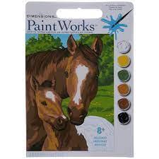 PONY AND MOTHER, Paint by Number Kit, DIMENSIONS PAINTWORKS (91119) - Leo Hobby