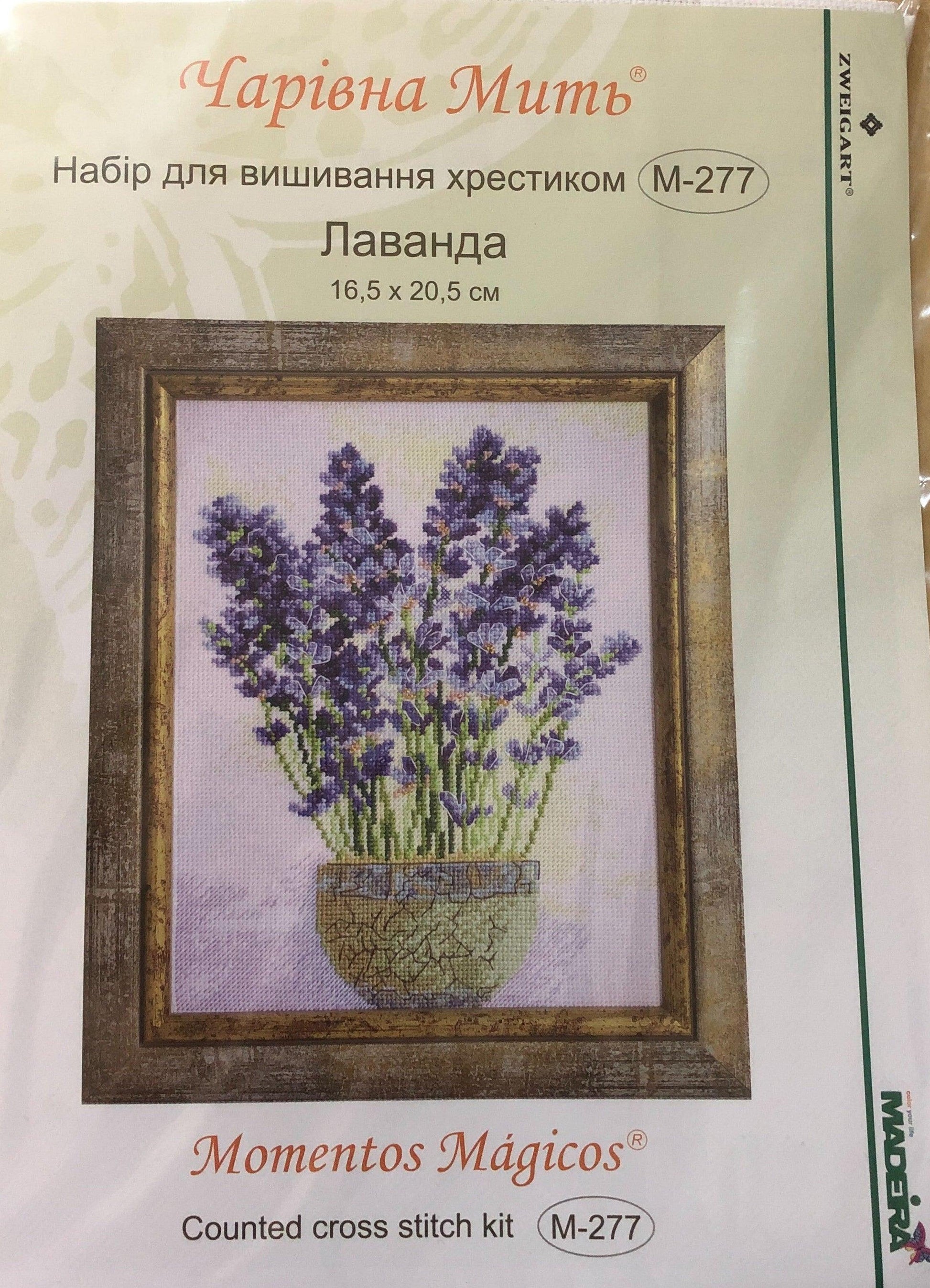 LAVENDER, Counted Cross Stitch Kit, 18 count Aida, size 16,5 x 20,5 cm, Charivna mit | Momentos Magicos (M-277) - Leo Hobby