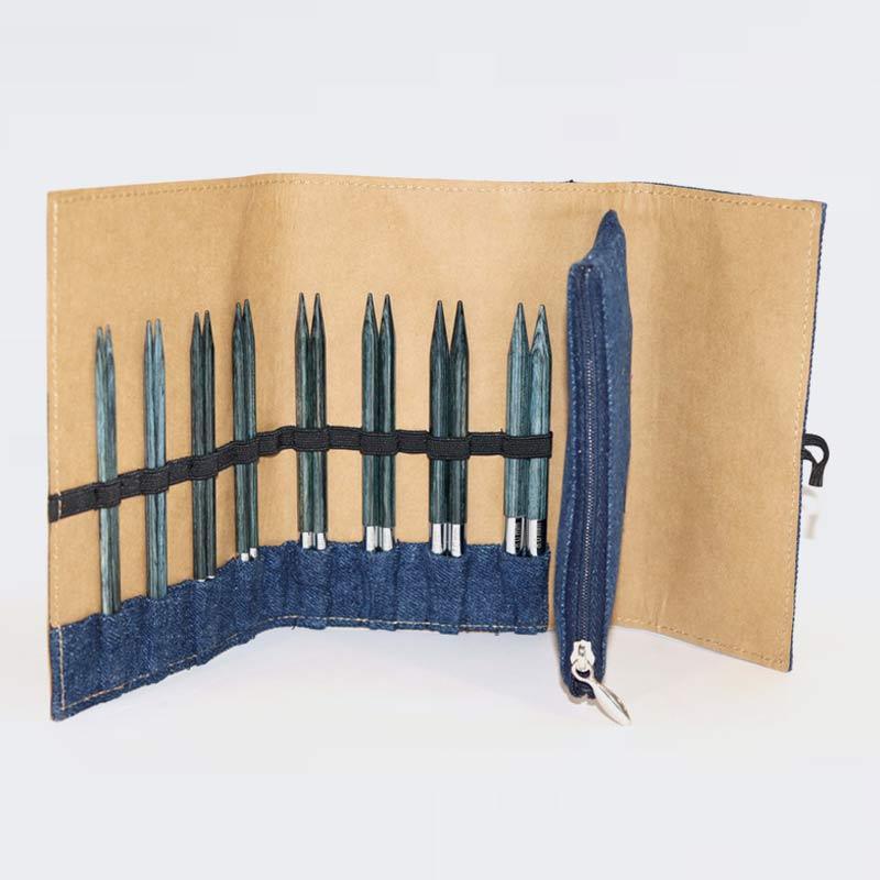 KnitPro Indigo Wood Interchangeable Needles Set in Fabric Case (20643) - Leo Hobby