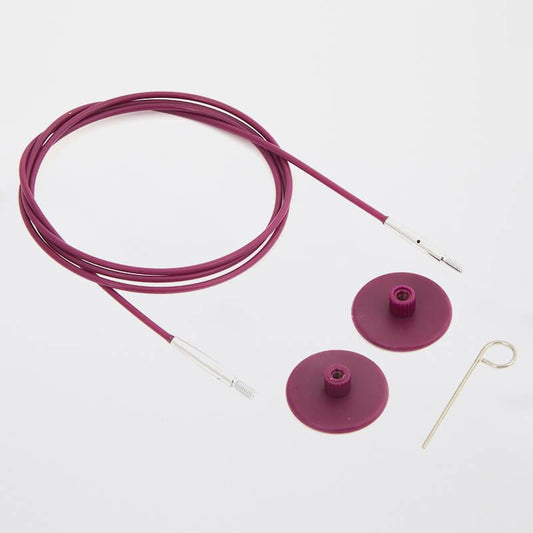 KnitPro Stałe kable ze stali nierdzewnej pokryte fioletowym nylonem